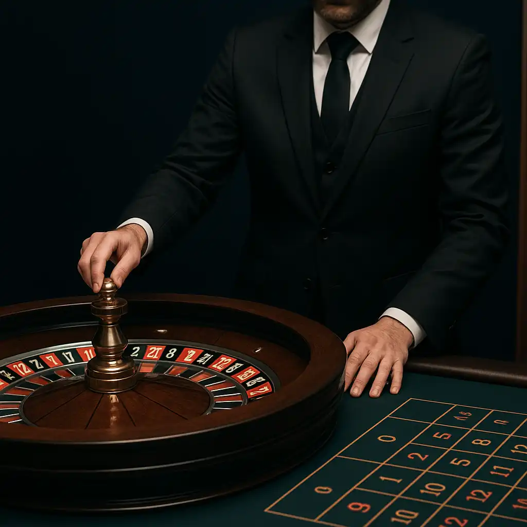 Live dealer aan een roulettetafel bij CrazyTower Casino