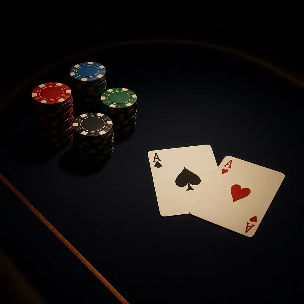 Pokertafel met fiches bij CrazyTower Casino