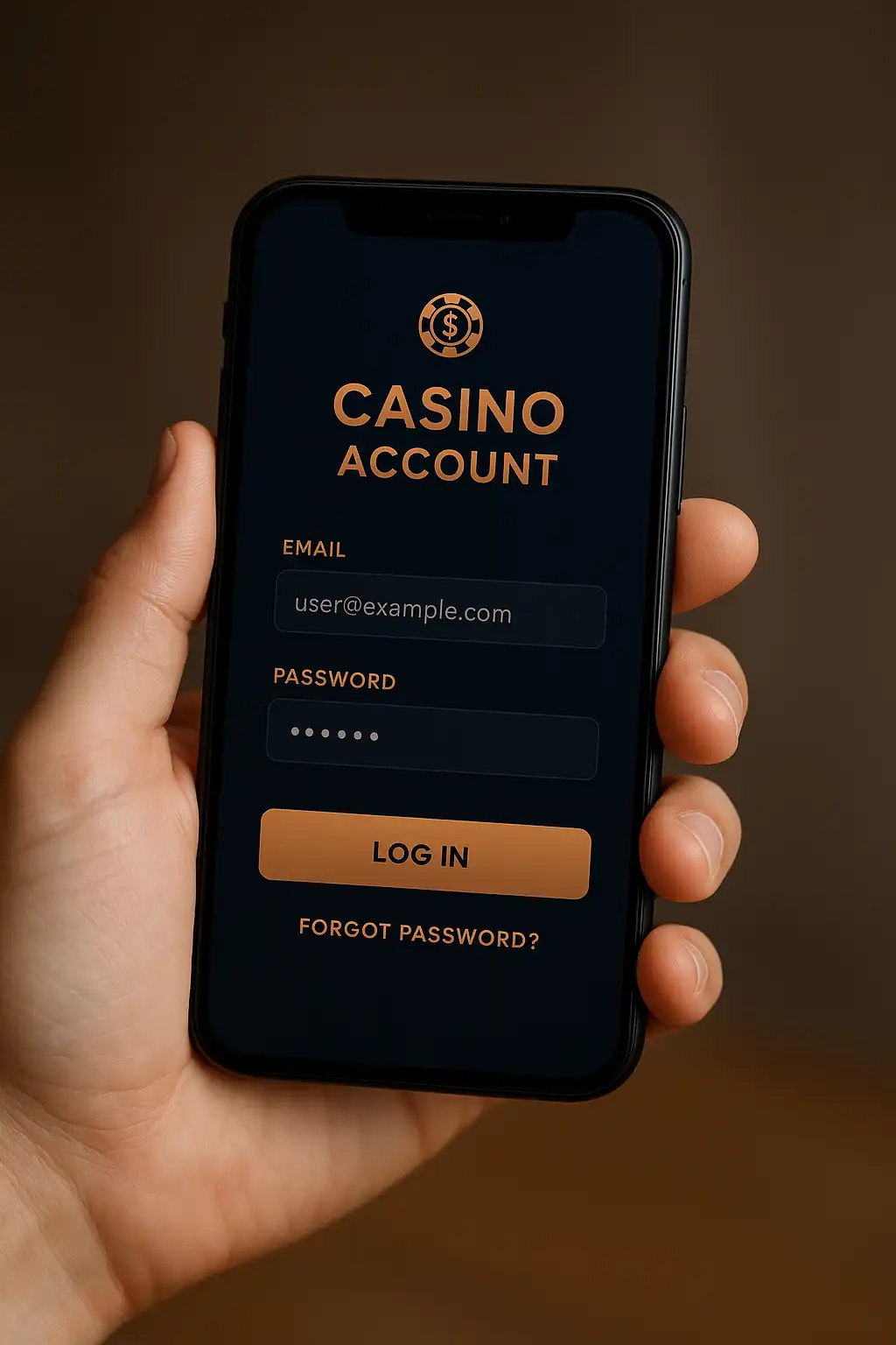 Speler logt in op het CrazyTower Casino account via een smartphone